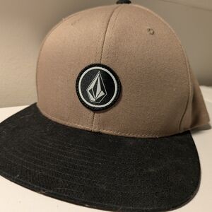 Volcom Full Stone Flexfit Hat - Heather Tan / Khaki & Black - Classic Logo